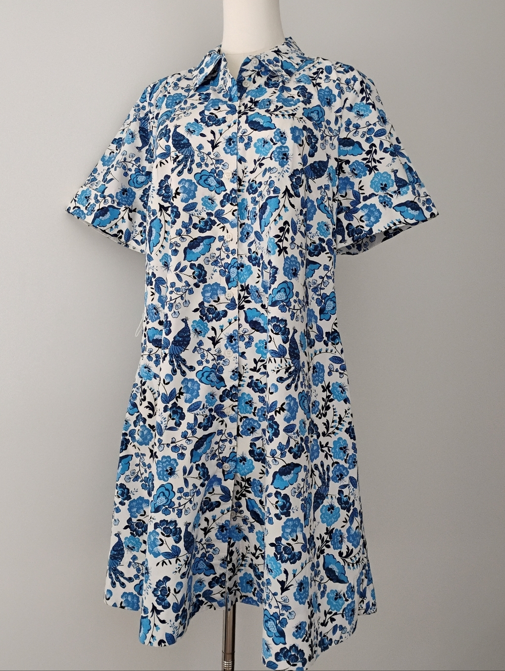 Kate Spade Peacock Floral Shirt Dress Size L - Picture 6 of 13